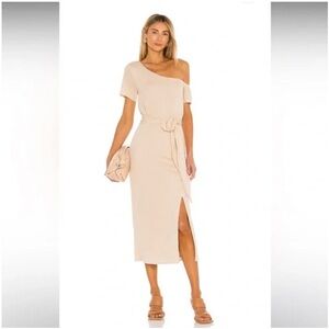 Lovers and Friends Eden One Shoulder Tan Midi Dress Size xxs